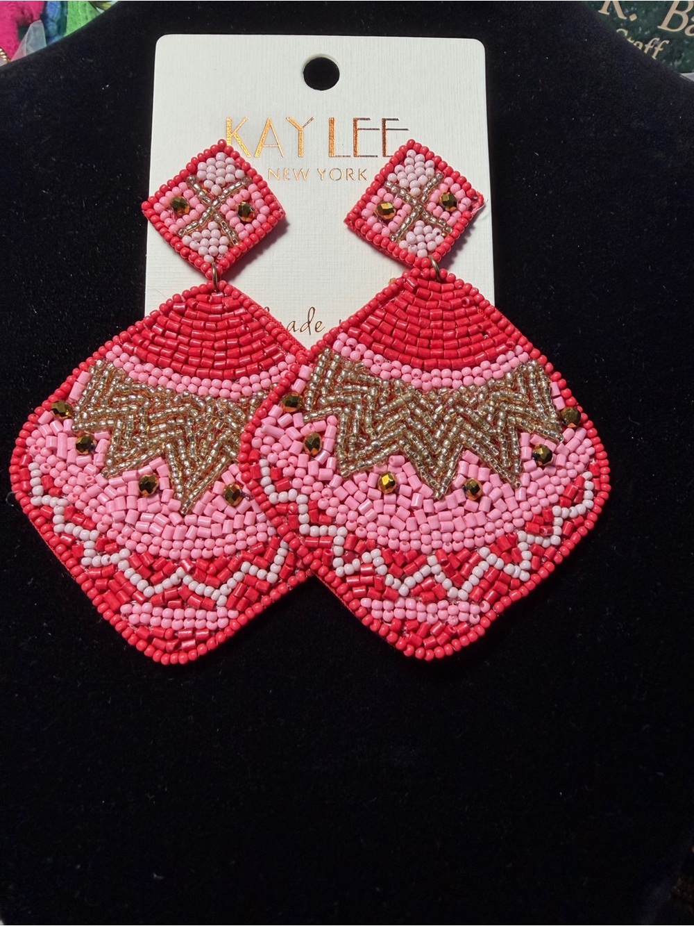 Earrings Pink & Red Beaded Drop Earrings
